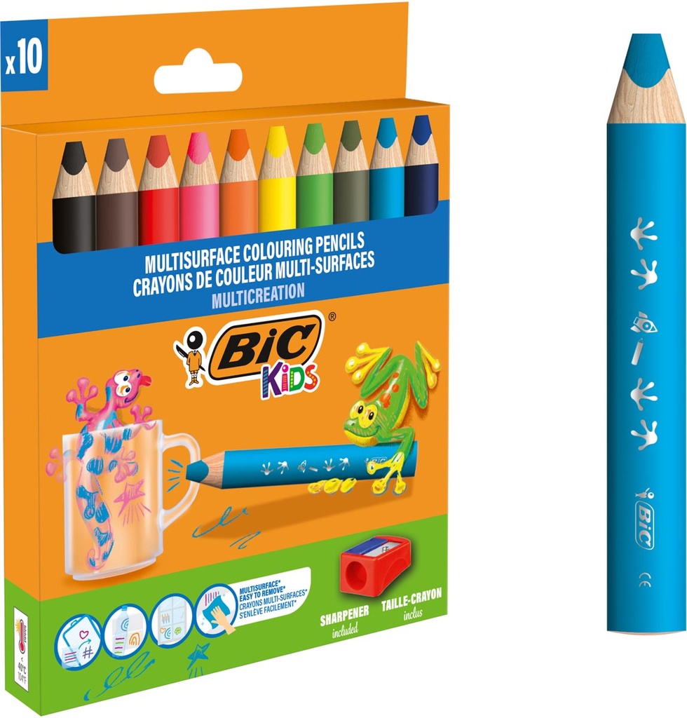 Kleurpotlood Bic Kids Multisurface incl slijper assorti (10)