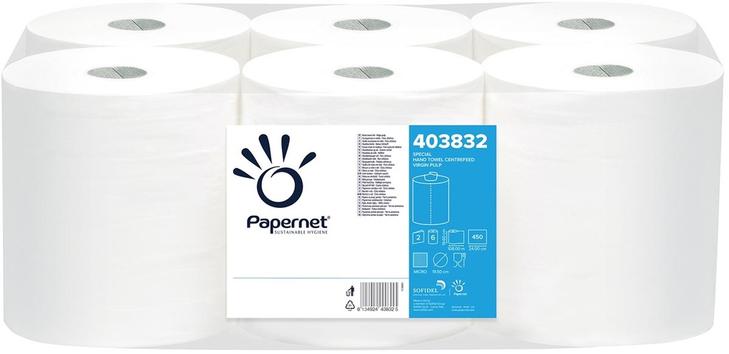 Handdoekrol Papernet Maxi Centerfeed 2-laags 108m 450vel wit (6)