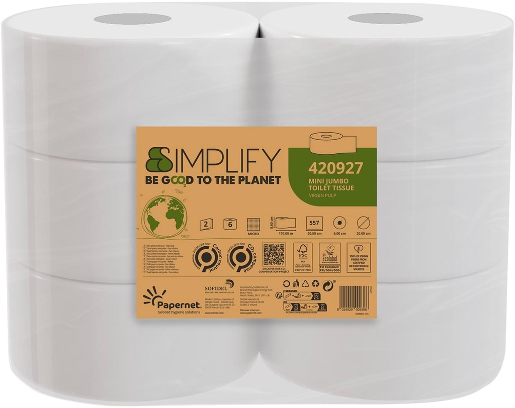 Toiletpapier Papernet Simplify Mini Jumbo 2-laags 557vel (6)