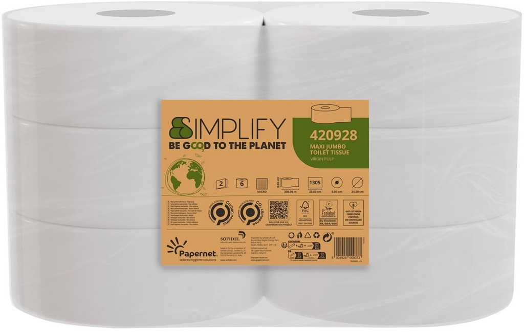 Toiletpapier Papernet Simplify Maxi Jumbo 2-laags 1305vel (6)