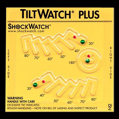 Hellingsindicator TiltWatch Plus SpotSee 116,84x116,84x7,62mm 3 detectietypen (50)