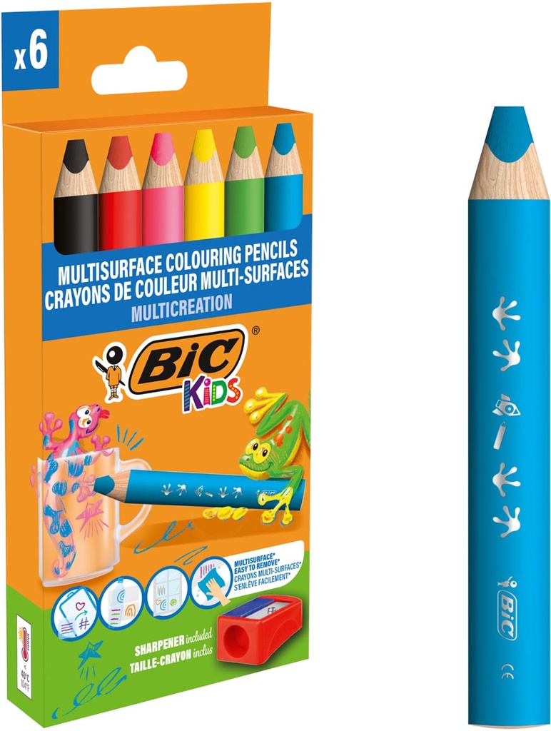 Kleurpotlood Bic Kids Multisurface inclusief slijper etui assorti (6)