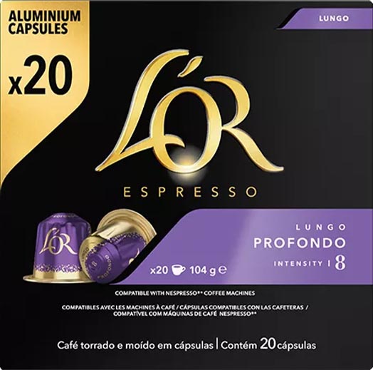 Koffiecapsules Douwe Egberts L'Or Intensity 8 Lungo Profondo (20)