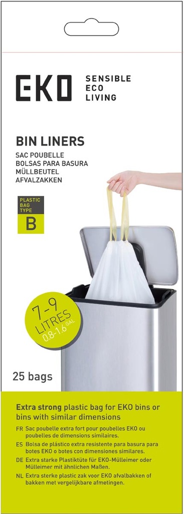 Vuilniszakken Eko trekbandsluiting 7-9L type B wit (25)