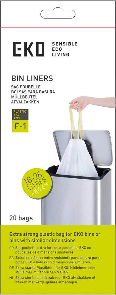 Vuilniszakken Eko trekbandsluiting 18-28L type F1 wit (20)
