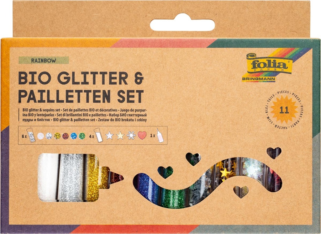 Knutselset glitter en pailletten Folia Bio assorti