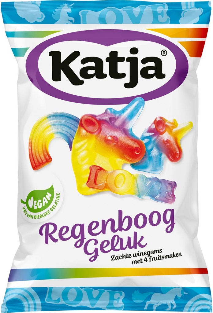 Snoep Katja Regenboog Geluk zachte winegums met 4 fruitsmaken zak 250g