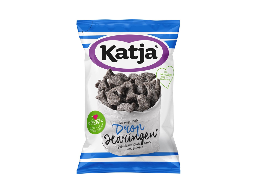 Snoep drop Katja Drop Haringen gesuikerde zoute drop met salmiak zak 295g