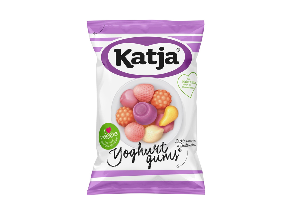 Snoep Katja Yoghurtgums zachte gums in 6 fruitsmaken zak 295g