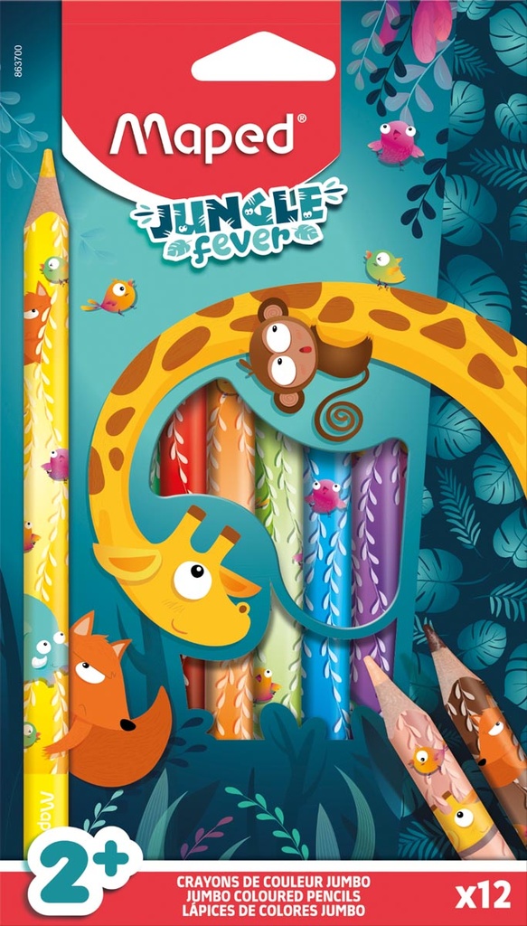 Kleurpotlood Maped Jungle Fever Jumbo assorti (12)