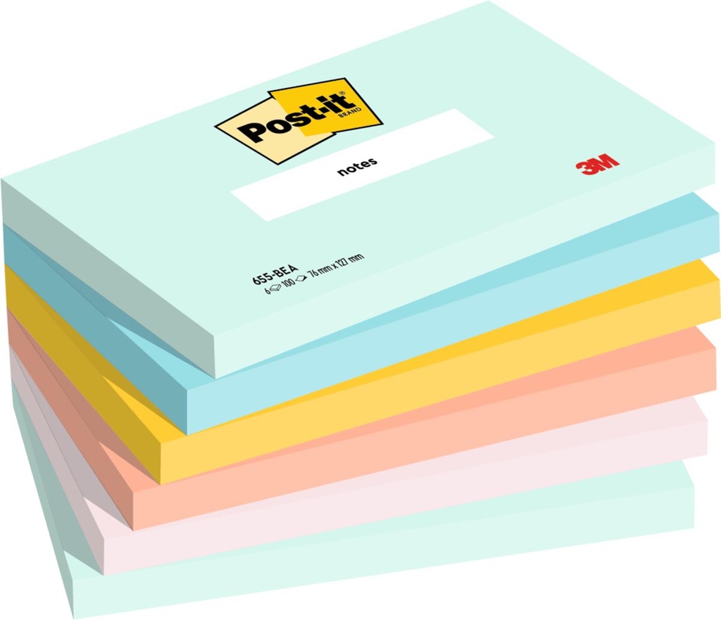 Memoblok Post-It Notes Beachside 76x127mm 100vel assorti (6)