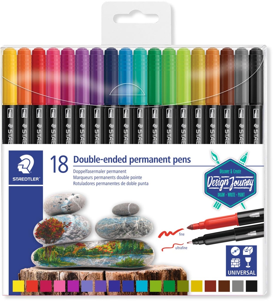 Permanent marker Staedtler dubbele punt assorti (18)