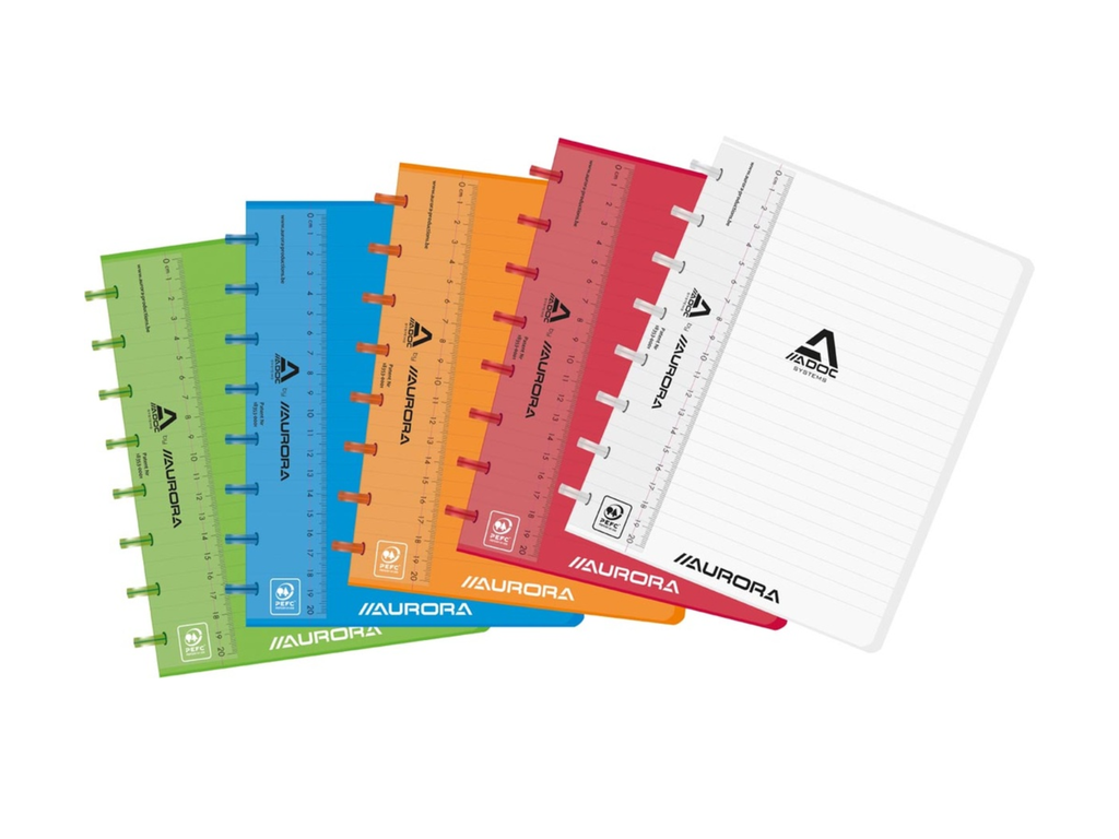 Schrift Adoc Colorlines PP A5 gelijnd 144blz met kantlijn assorti