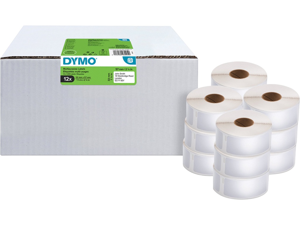 Dymo tape 32mmx57m zwart/wit doos (12)