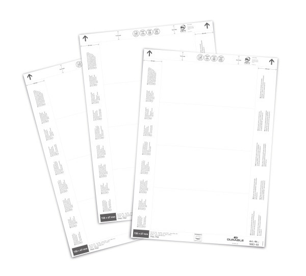 Papieren inserts Durable 150x67mm wit (80)