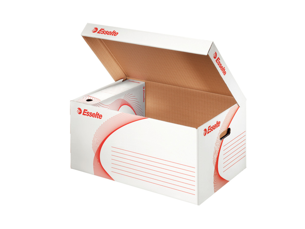 Archiefcontainer Esselte Standaard karton 365x255x550mm wit/rood (1289000)
