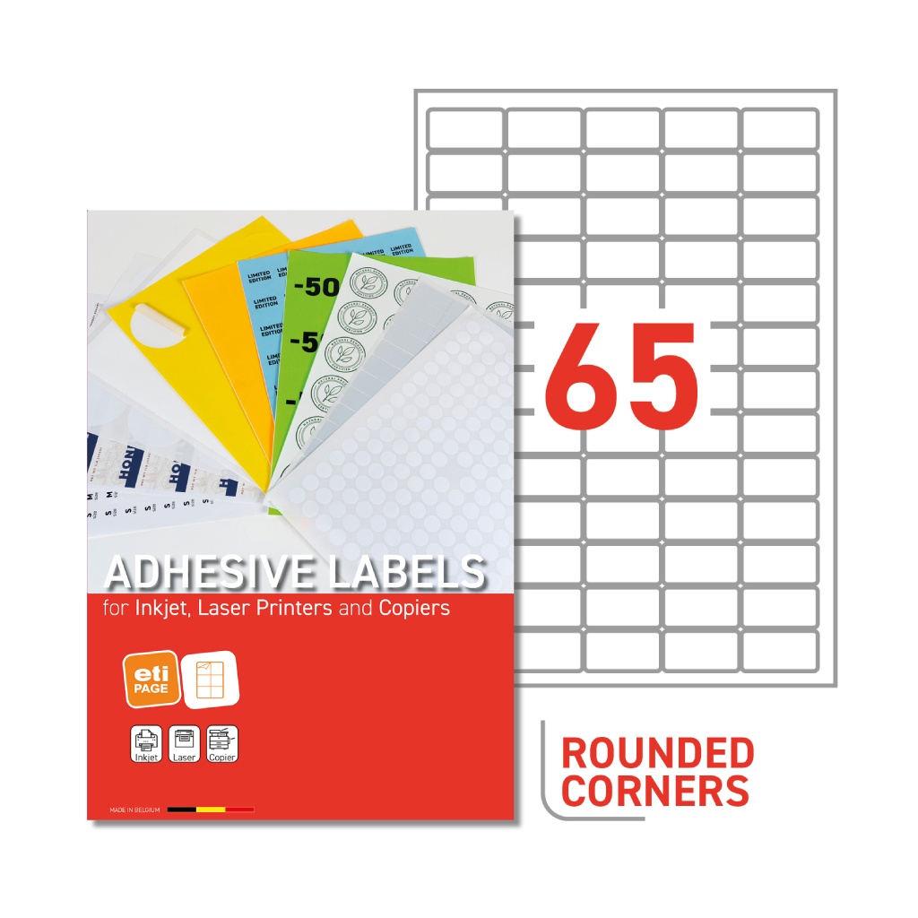 Etiketten Etipage 65 etik/bl 38,1x21,2mm 100bl/d ronde hoek