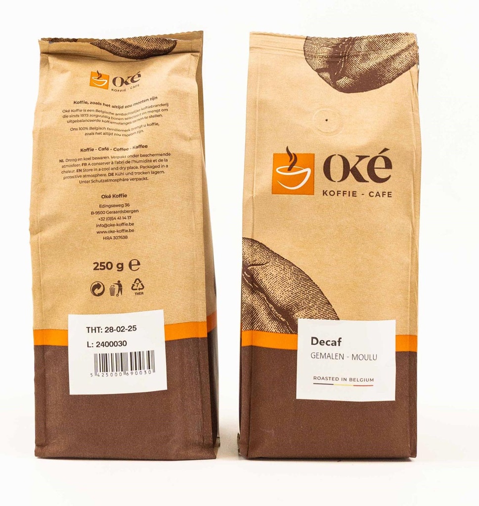 Koffie Oké Koffie Deca gemalen 250g