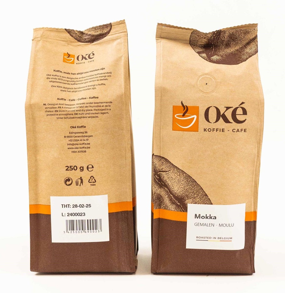 Koffie Oké Koffie Mokka gemalen 250g