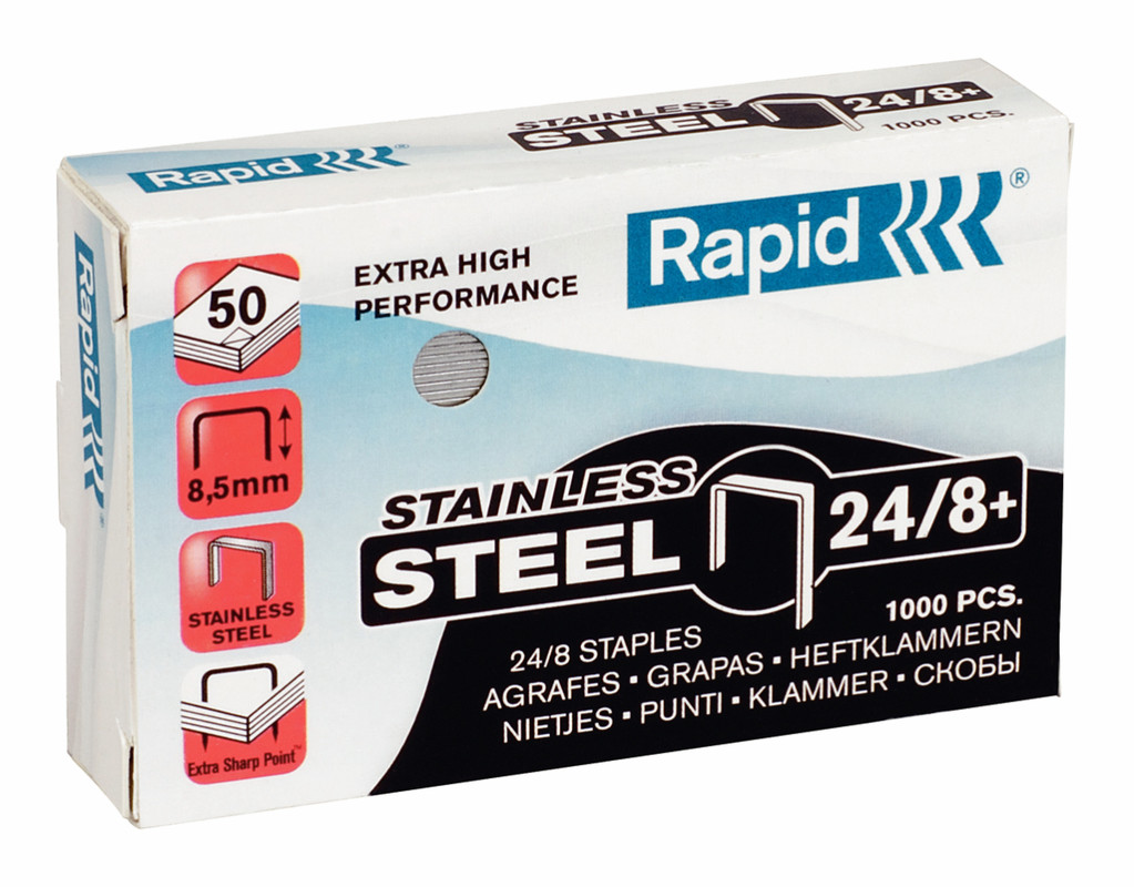 Nietjes Rapid Stainless Steel Super Strong 24/8+ roestvrij staal (1000)