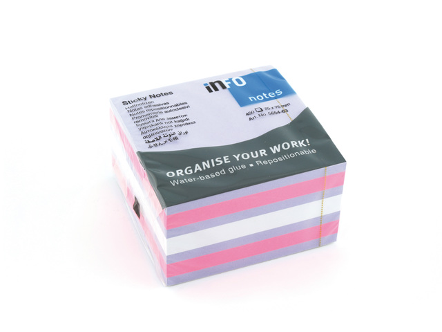 Memoblok Info Notes Brilliant Sticky 75x75mm 450vel assorti PRW