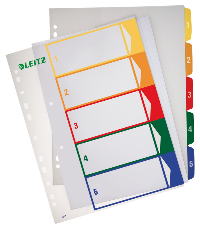 Tabbladen Leitz PP A4 maxi 1-5 11-gaats assorti (100211)