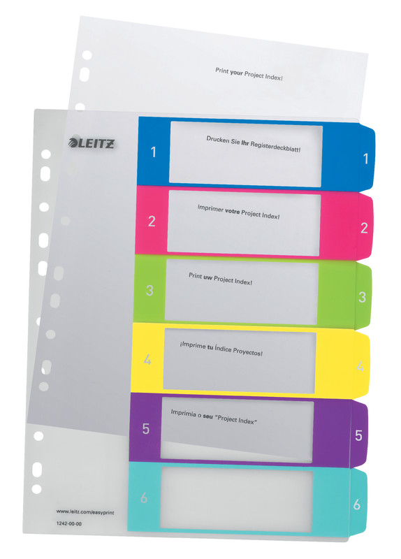 Tabbladen Leitz WOW PP A4 maxi 1-6 11-gaats assorti (1242000)