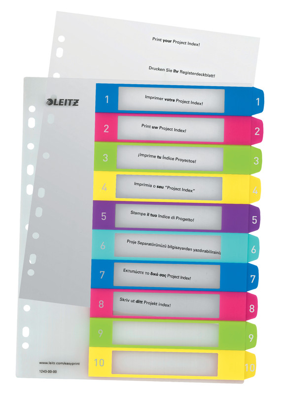 Tabbladen Leitz WOW PP A4 maxi 1-10 11-gaats assorti (1243000)