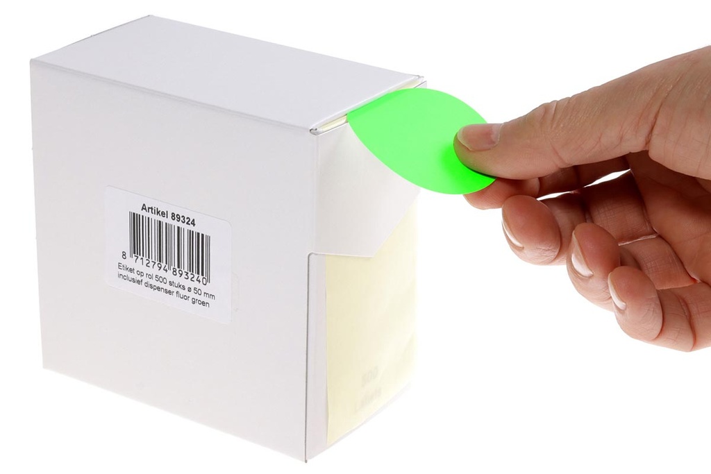 Etiketten rond Rillprint Ø50mm fluo groen (500)