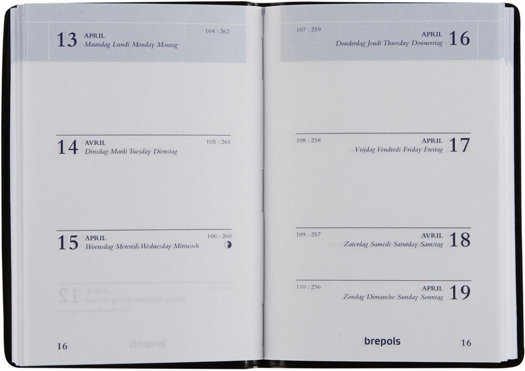 Zakagenda Brepols Armada Seta 71x102mm viertalig bordeaux 2026 1 week/2 pagina's