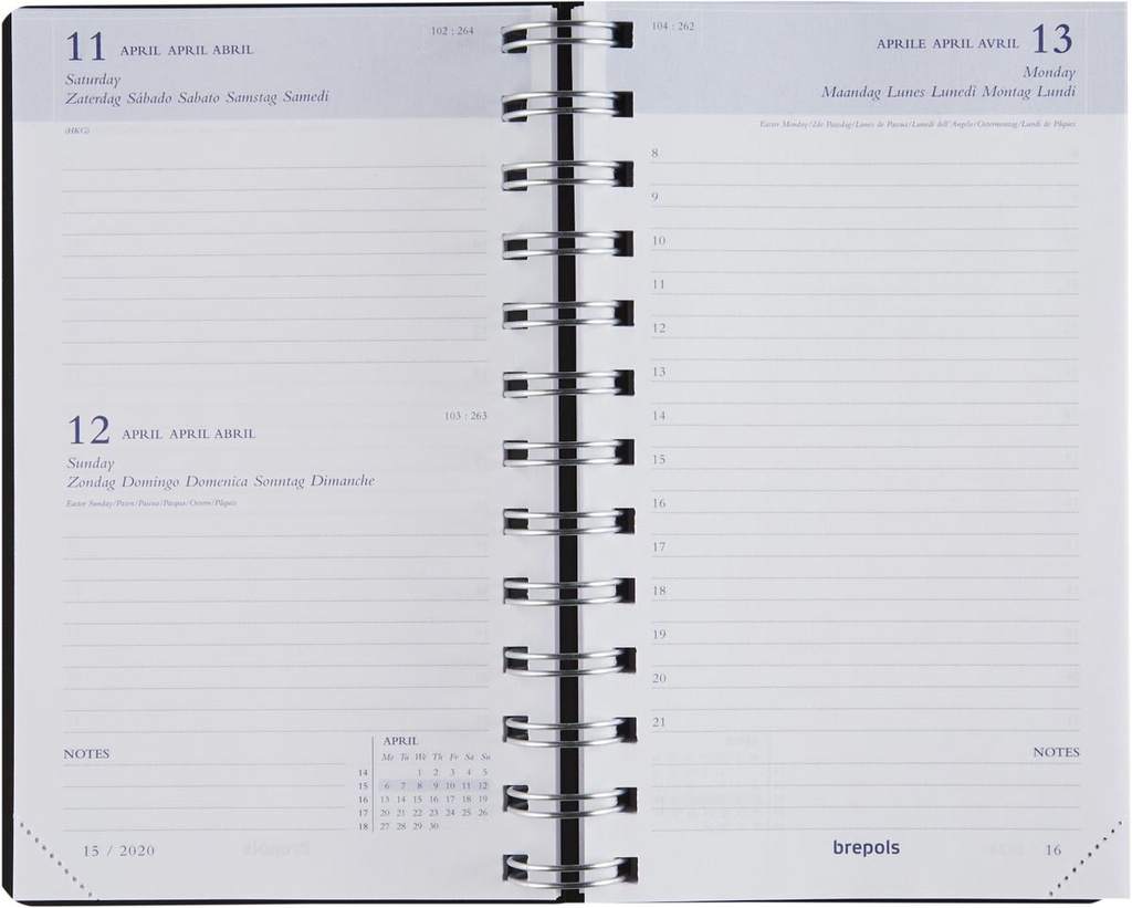 Agenda Brepols Breform Polyprop 100x165mm zestalig blauw 2025 1 dag/pagina