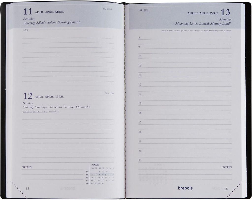 Agenda Brepols Breform Seta 100x165mm zestalig blauw 2025 1 dag/pagina