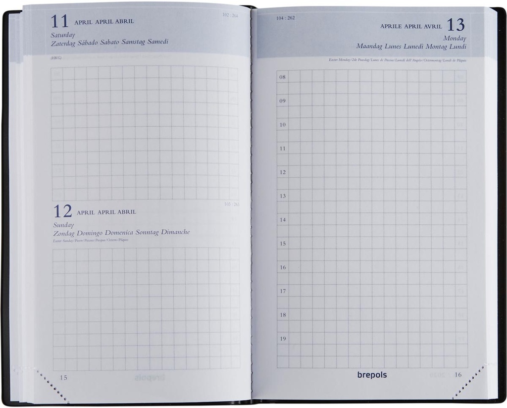 Agenda Brepols Building Seta 100x165mm zestalig blauw 2025 1 dag/pagina