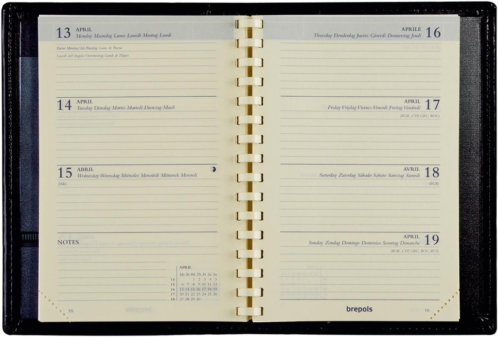 Zakagenda Brepols Delta Genova 81x120mm zestalig zwart 2026 1 week/2 pagina's