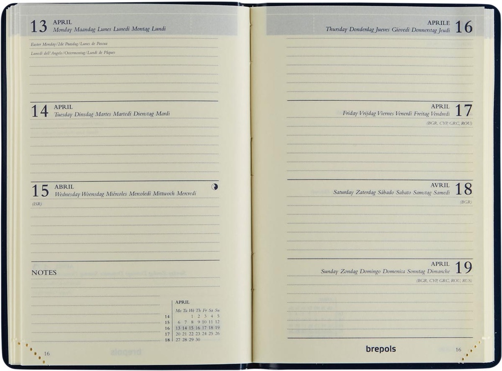 Zakagenda Brepols Delta Seta 81x120mm zestalig zwart 2026 1 week/2 pagina's