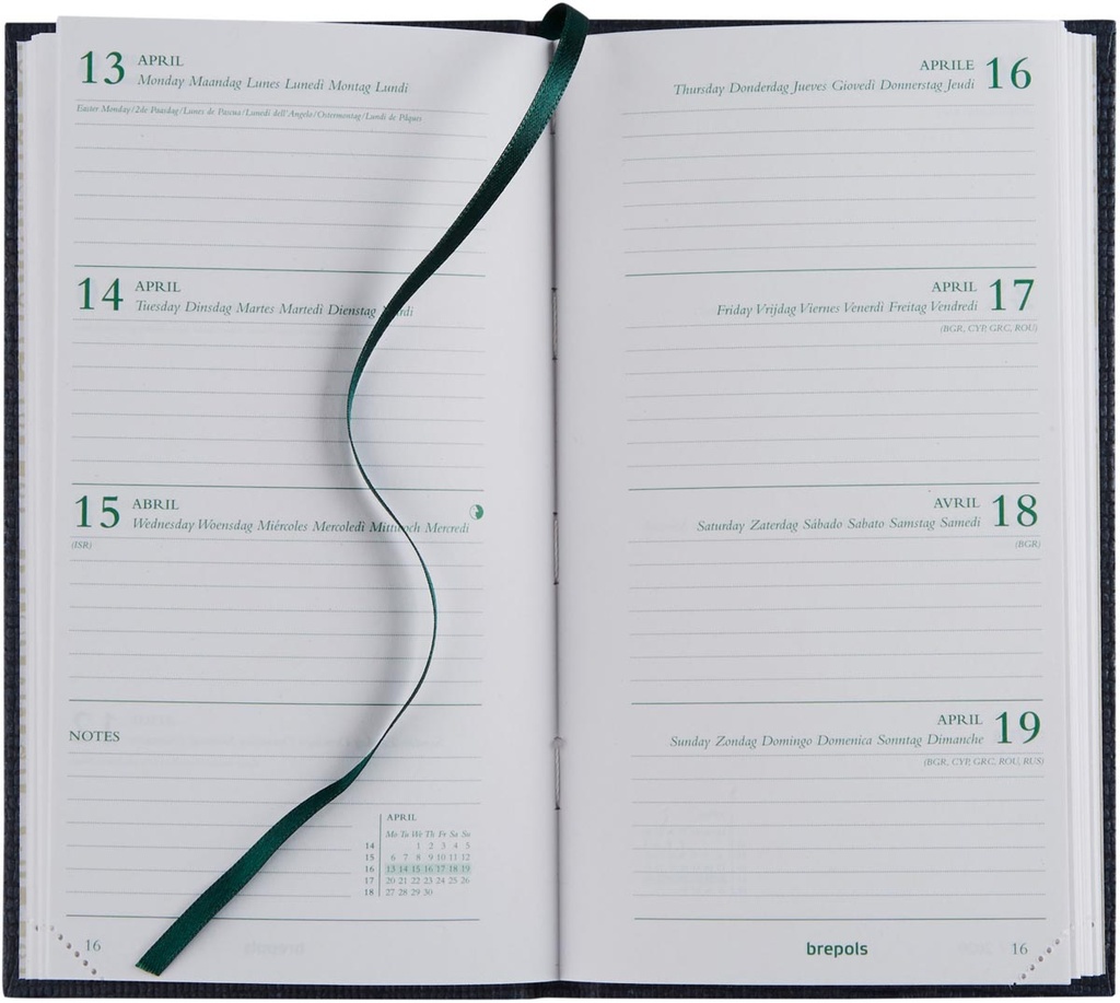 Zakagenda Brepols Ecorama Kazar 90x160mm zestalig assorti 2026 boekgebonden 1 week/2 pagina's