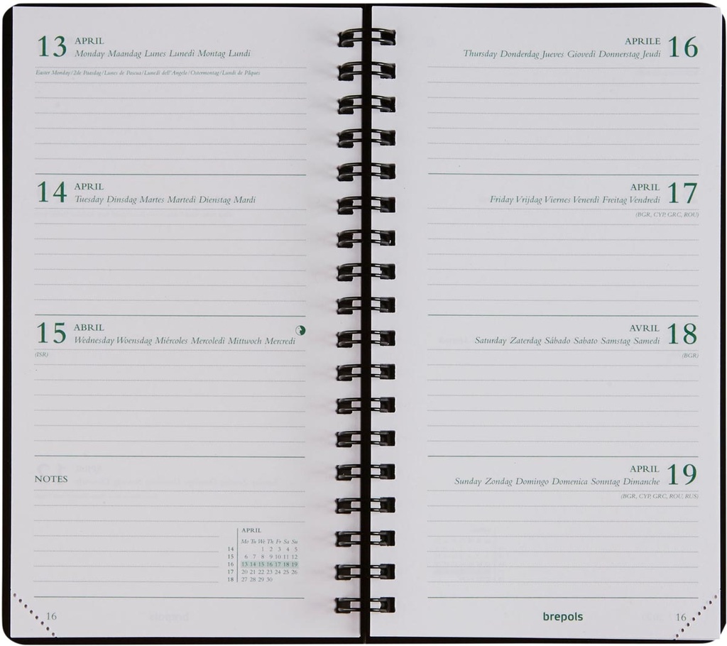 Zakagenda Brepols Ecorama Kazar 90x160mm zestalig assorti 2026 spiraalgebonden 1 week/2 pagina's