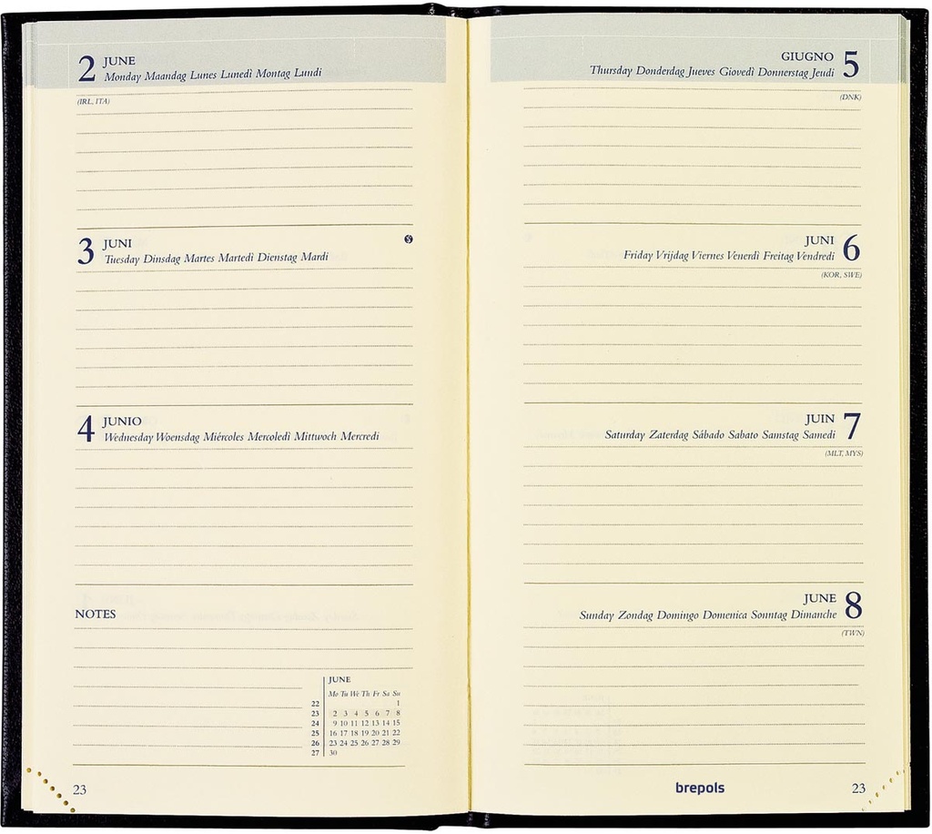 Zakagenda Brepols Interplan Lima 90x160mm zestalig blauw 2026 1 week/2 pagina's