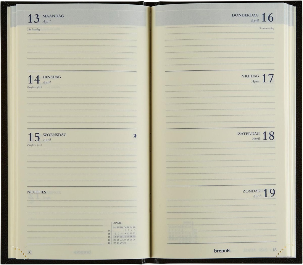 Zakagenda Brepols Interplan Lima 90x160mm Nederlandstalig blauw 2026 1 week/2 pagina's