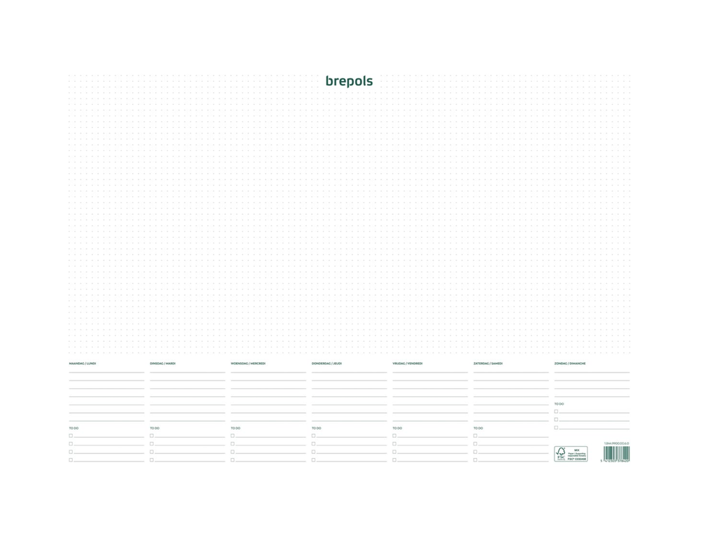 Schrijfonderlegger met weekkalender Brepols 500x350mm tweetalig ongedateerd