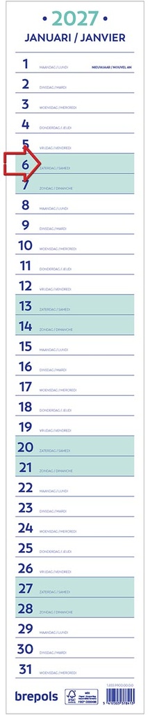 Maand lintkalender Brepols 2027