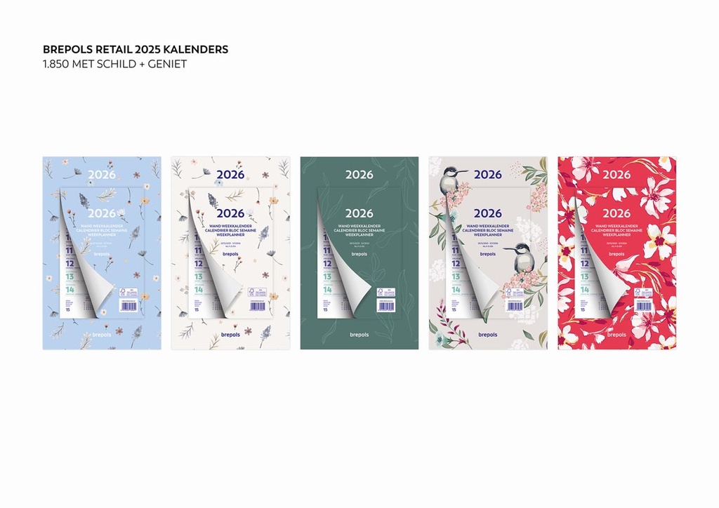 Wand week kalender Brepols 190x310mm viertalig fantasy 2026
