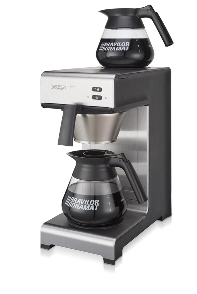 Filterkoffieapparaat Bravilor Bonamat Mondo met 2 glazen koffiekannen zilver