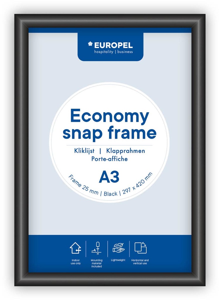 Kliklijst Europel Economy A3 rand 25mm zwart