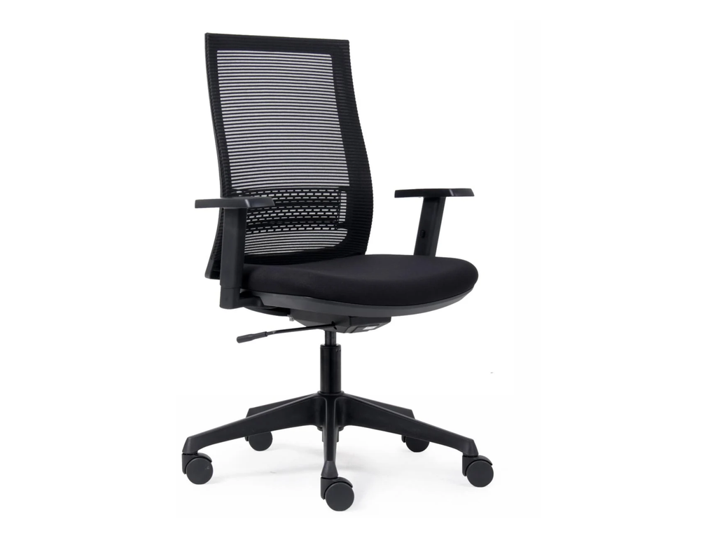 Bureaustoel Euroseats Canillo mesh rug zwart