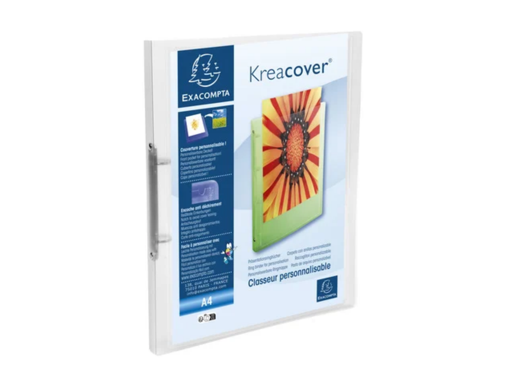 Ringband Exacompta Kreacover Chromaline PP A4 rug 20mm 2 O-ringen 15mm transparant