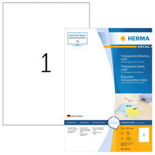 Etiketten Herma Special folie 01 etik/bl A4 210x297mm transparant 10bl/d