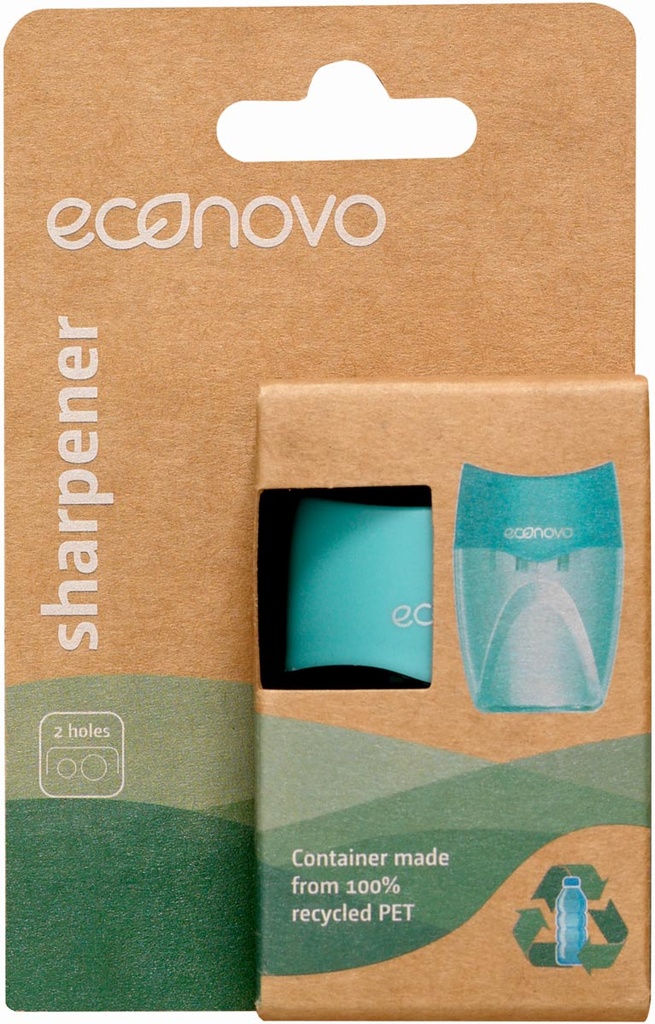 Potloodslijper Econovo met opvangbakje 2 gaatjes blauw