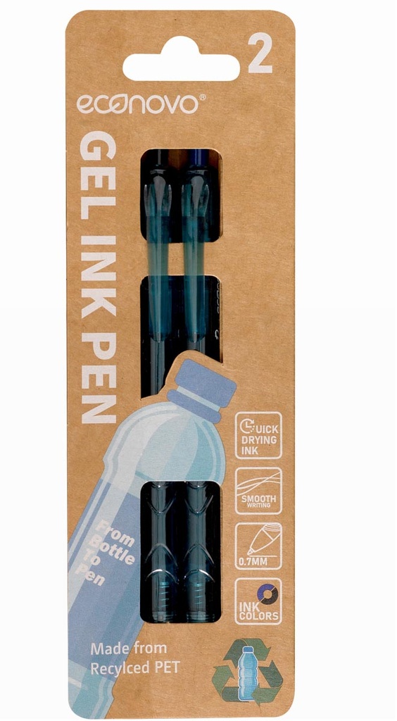 Gelroller Econovo 0,7mm 1x zwarte inkt 1x blauwe inkt (2)