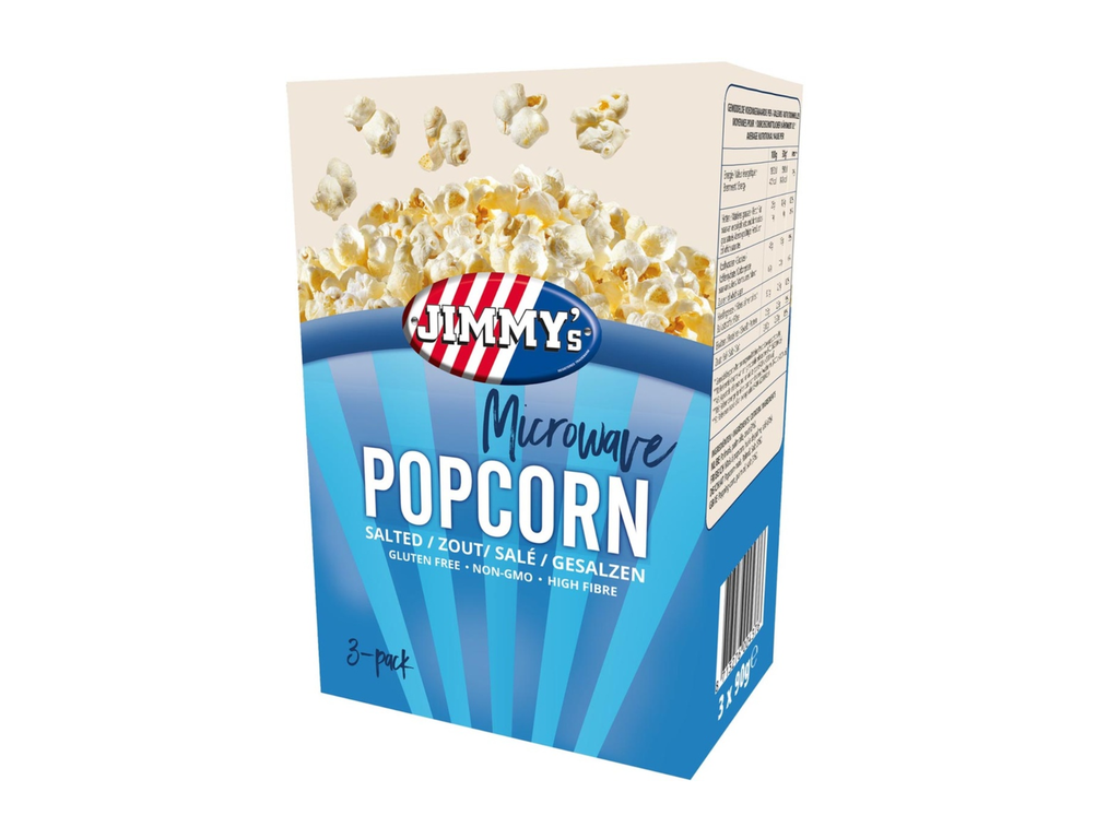 Popcorn Jimmy's Popcorn Microwave zout doos van 3x90g